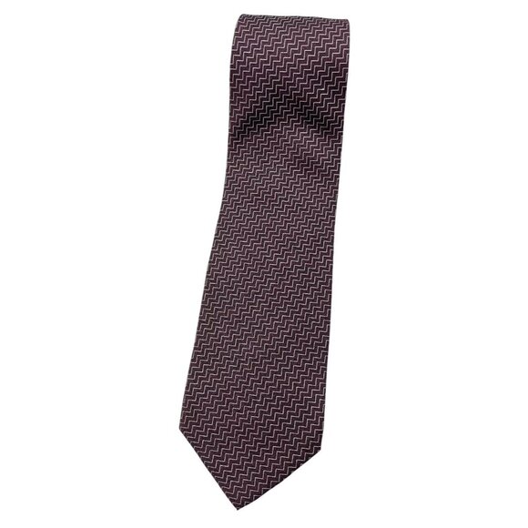 NWT SCABAL Men's 100% Silk Necktie LUXURY Tie XL Burgundy Geometric W:3.8"